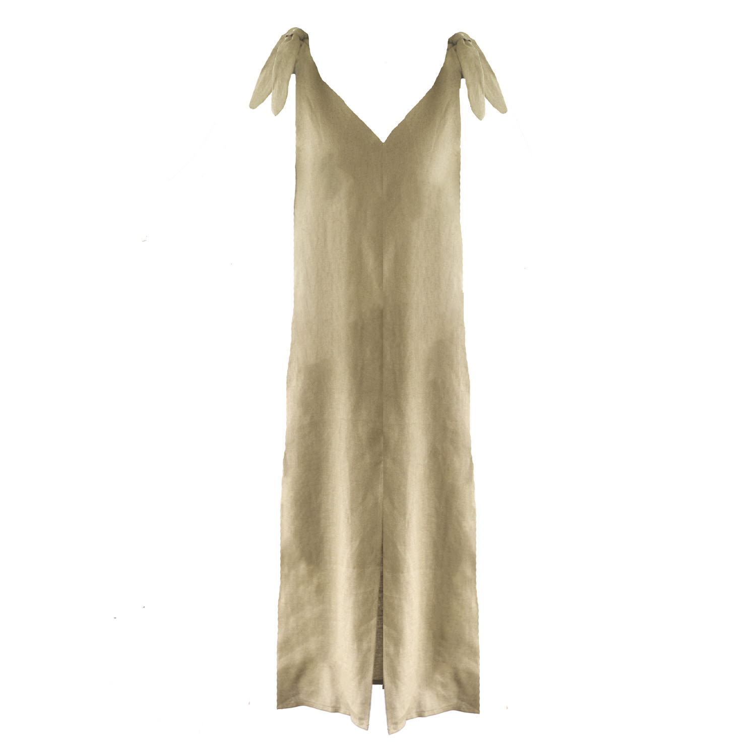 Women’s Neutrals Pure Linen Majorca Tie Dress In Natural Small Larsen and Co