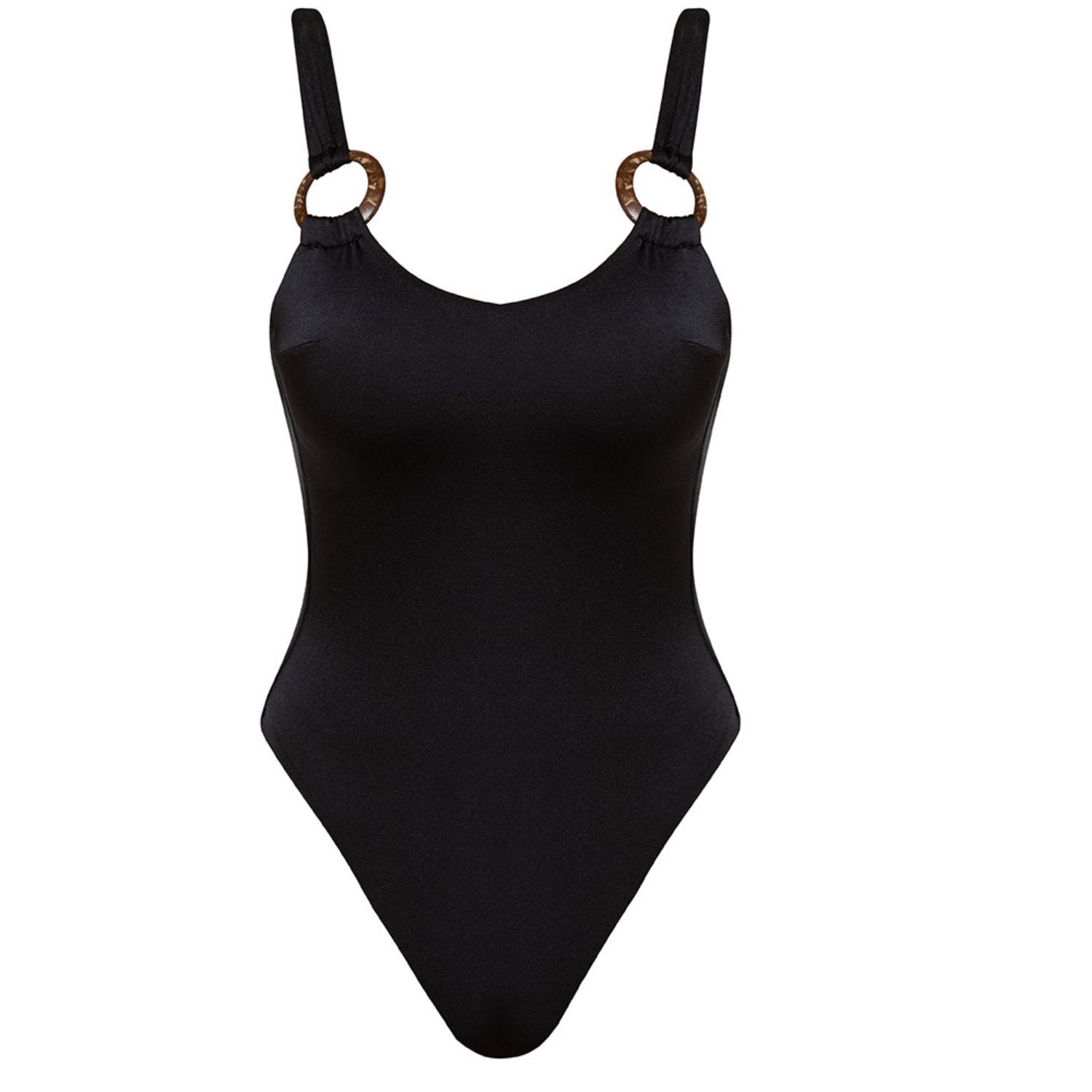 Cliche Reborn Women's Black Jasmine Low Back One Piece Swimsuit With Ring Detail