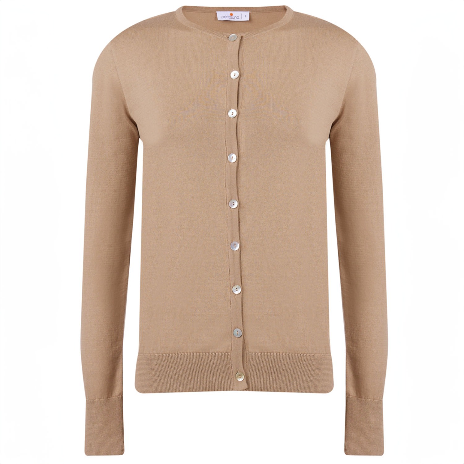 Peraluna Women's Brown Mila O-neck Basic Cotton Cardigan In Camel In Brown