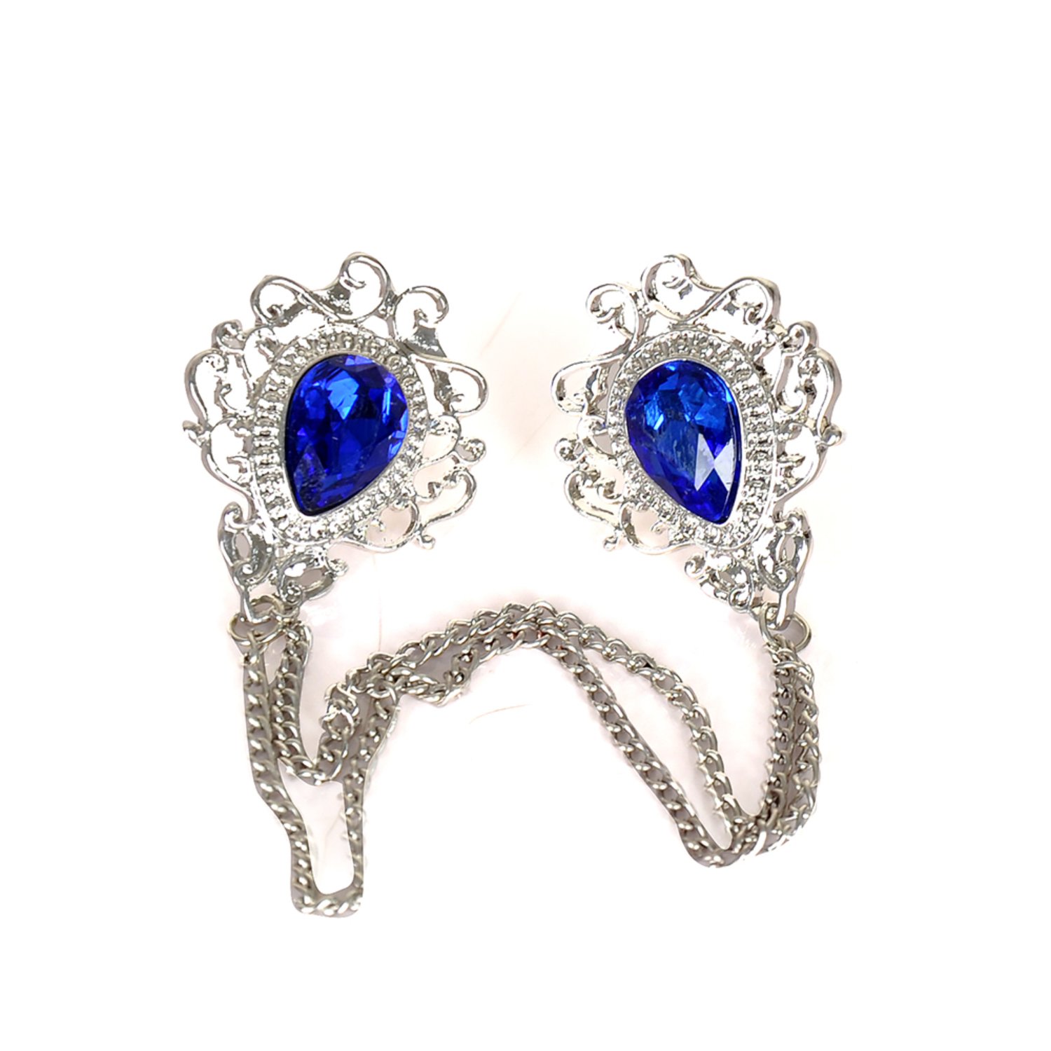 David Wej Men's Knighthood Men's Blue Shimmer Stone With Silver Chain In Silver