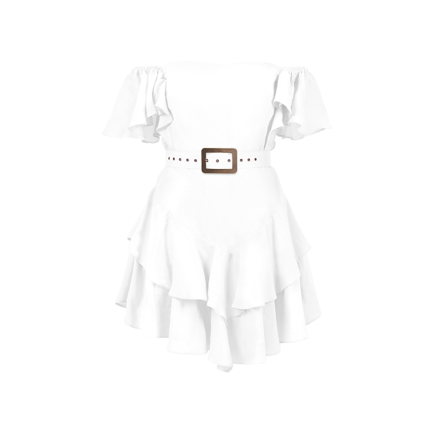 Alina Cernatescu Women's Samba White  Mini Linen Ruffle Cocktail Dress In White