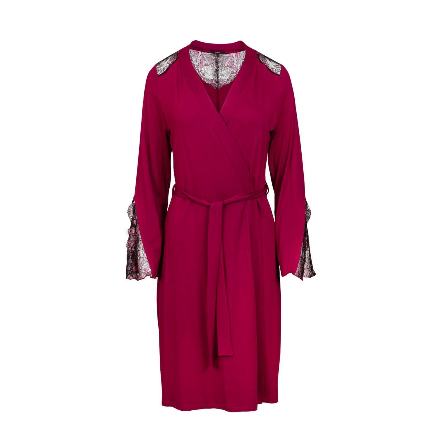 Oh!zuza Night&day Women's Red Dressing Gown - Viscose & Lace In Red