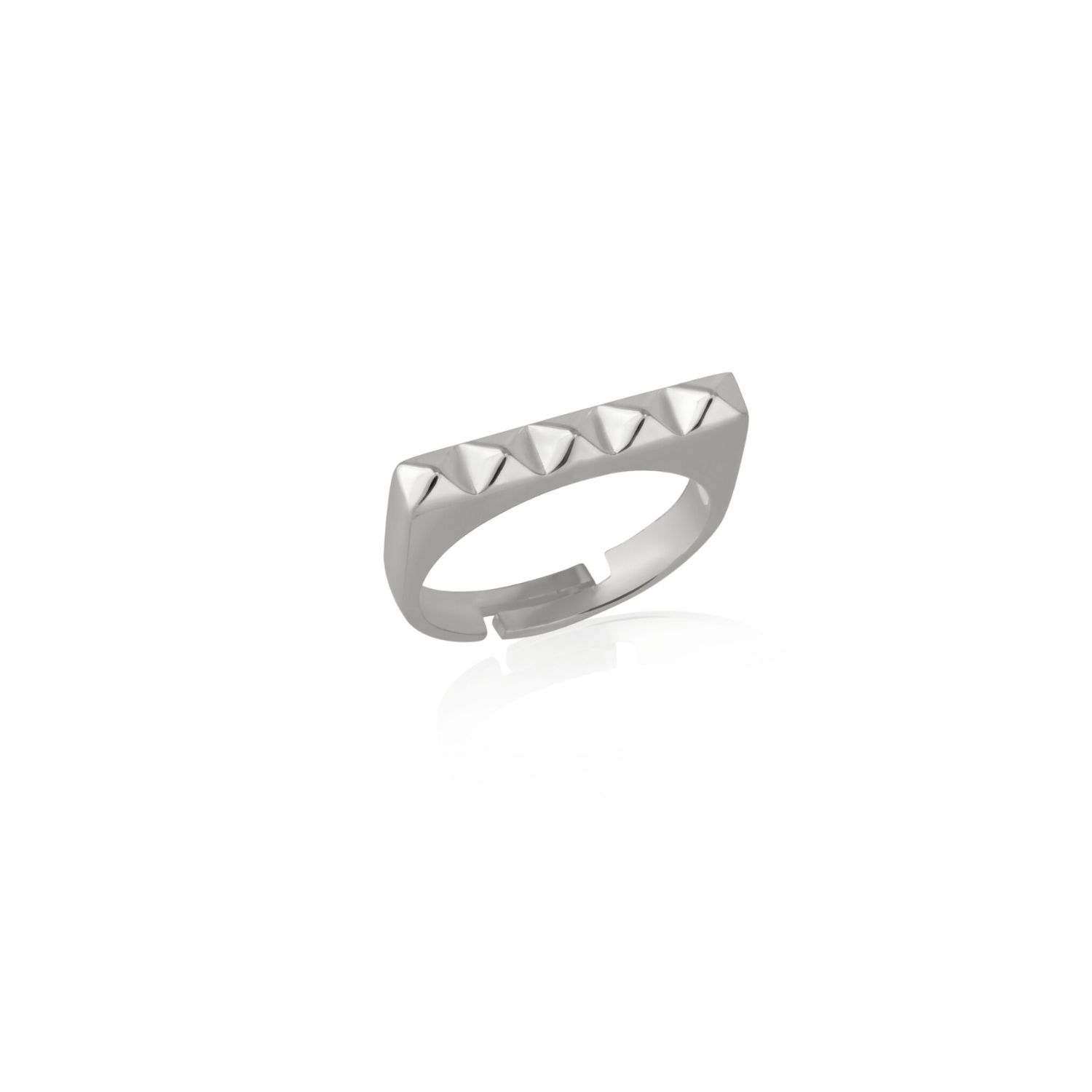 Women’s Pyramid Adjustable Sterling Silver Ring In Silver Spero London