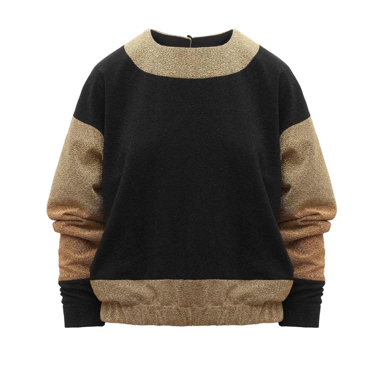 Julia Allert Women's Black / Gold Two-tone Lurex Relaxed Fit Sweater With Crew Neckline – Black-gold In Black