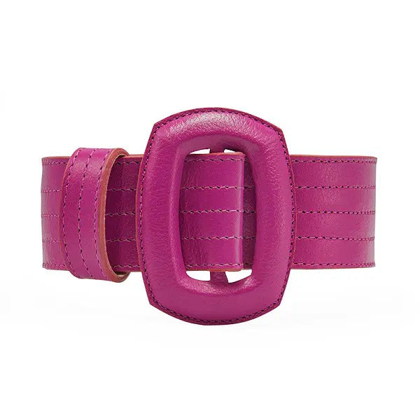 Women’s Pink / Purple Stitched Leather Oval Buckle Belt - Fuchsia Small Beltbe