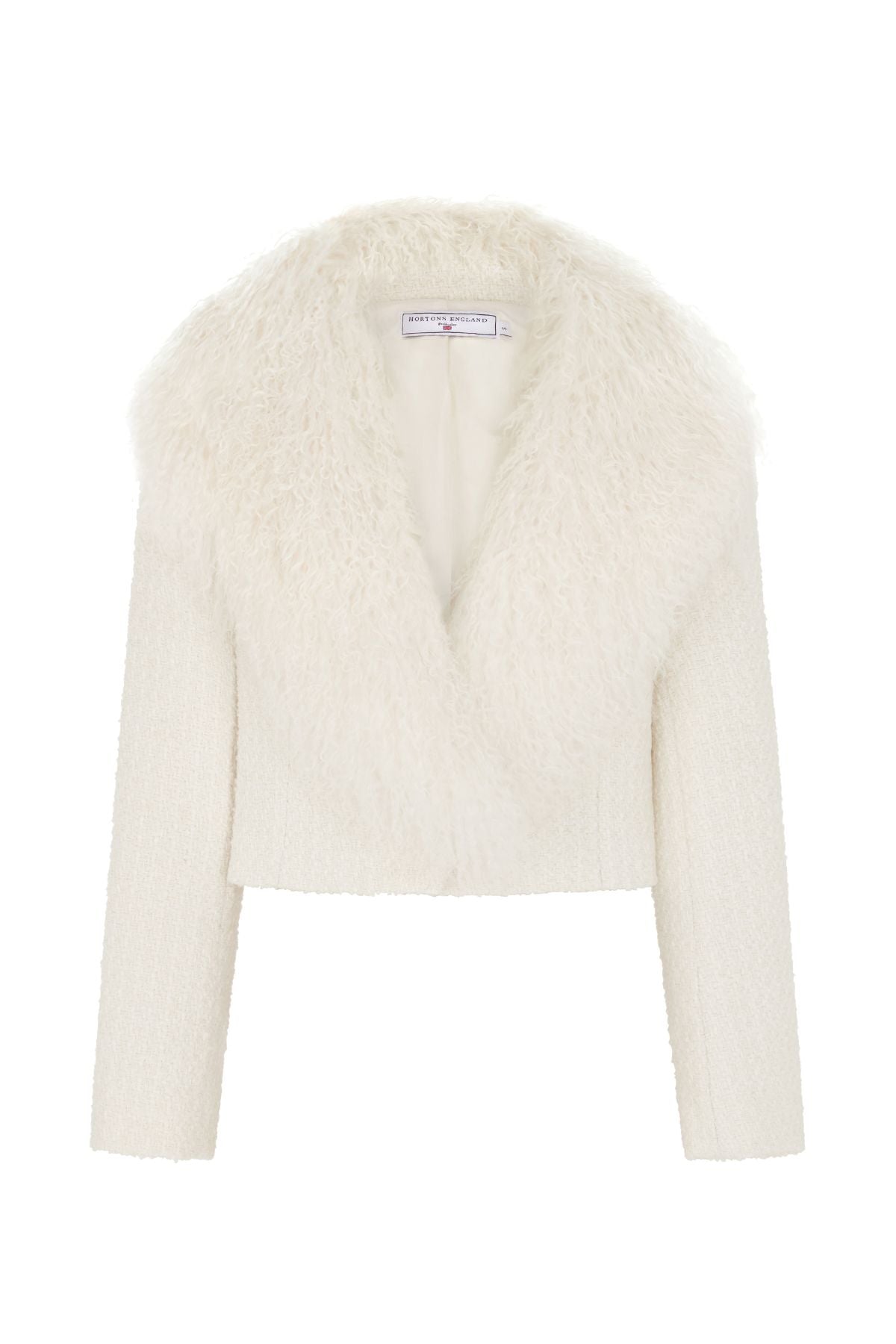 Hortons England Women's Valencia Cropped Jacket White Tweed In White