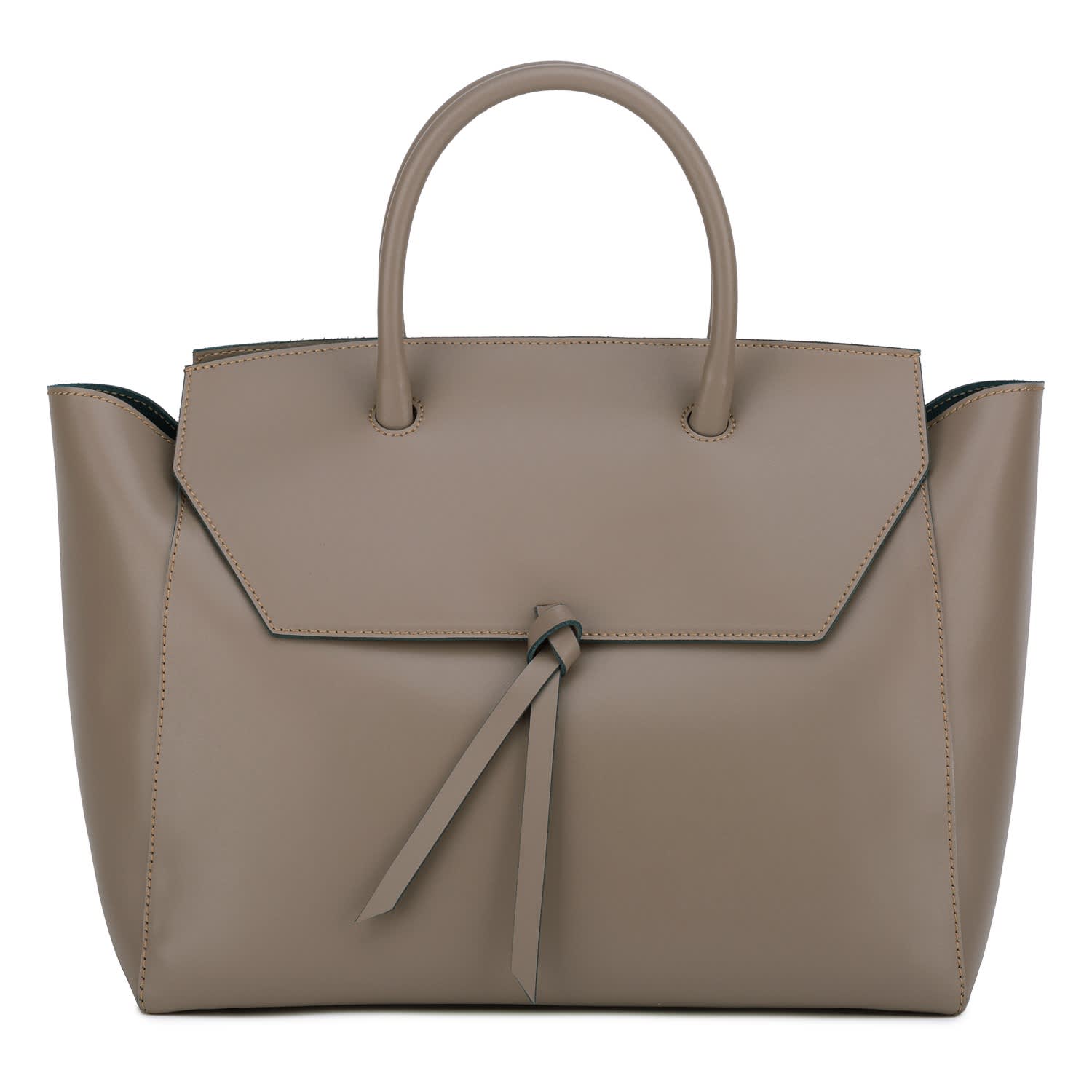 Loren Midi Leather Tote Bag - Fango by Alexandra de Curtis