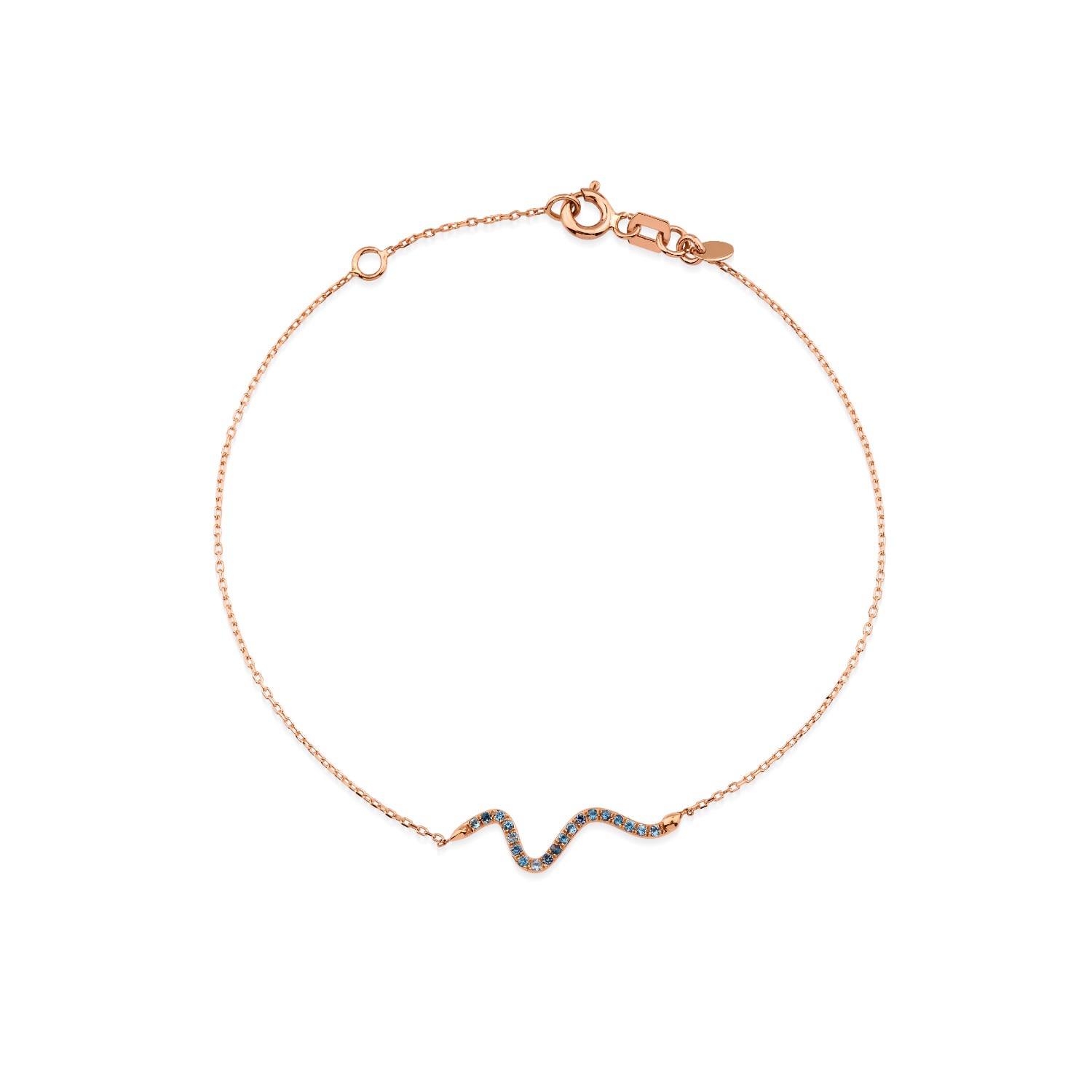 Melez Mini Atelier Women's Blue / Gold / Rose Gold Kundalini Bracelet - Solid Rose Gold With Blue Topaz Crystals