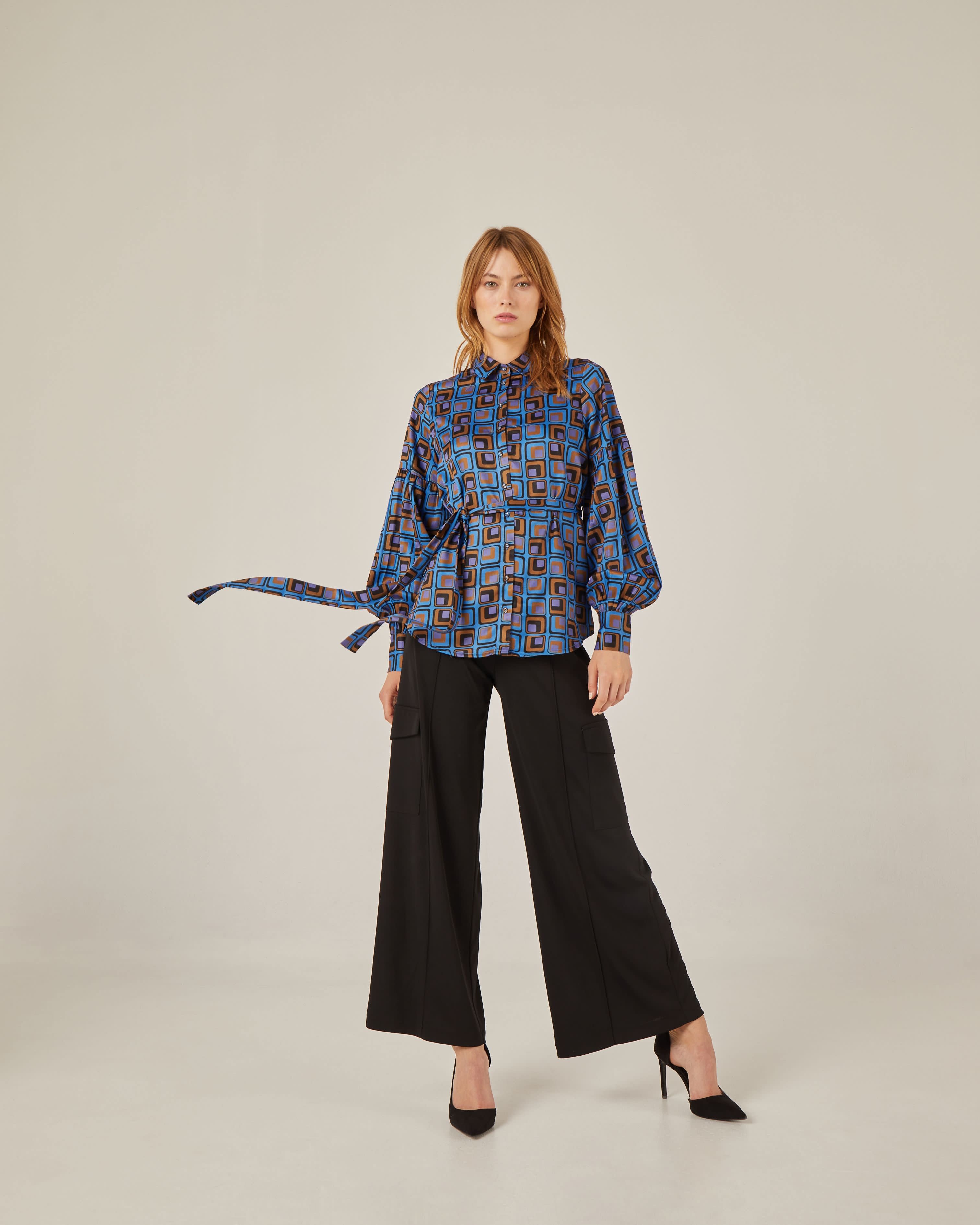 Shirt With Long Sleeves And Belt Blue | NIZA | Wolf & Badger Shirt With Long Sleeves And Belt Blue | NIZA | Wolf & Badger