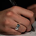 Kaizarin Men's Silver Band Ring In Band