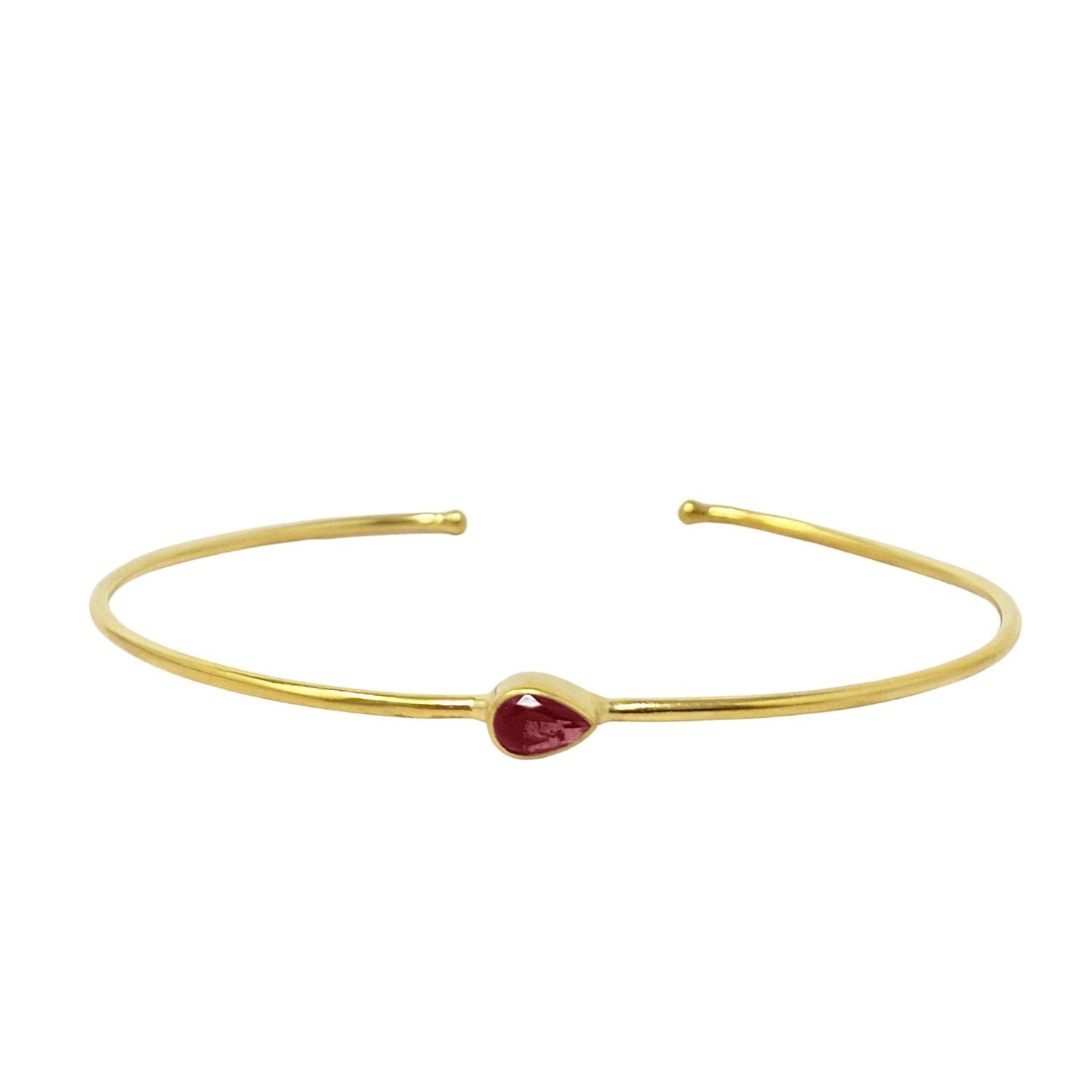 Harfi Women's Red / Gold Garnet January Birthstone Gold Plated Bangle In Multi
