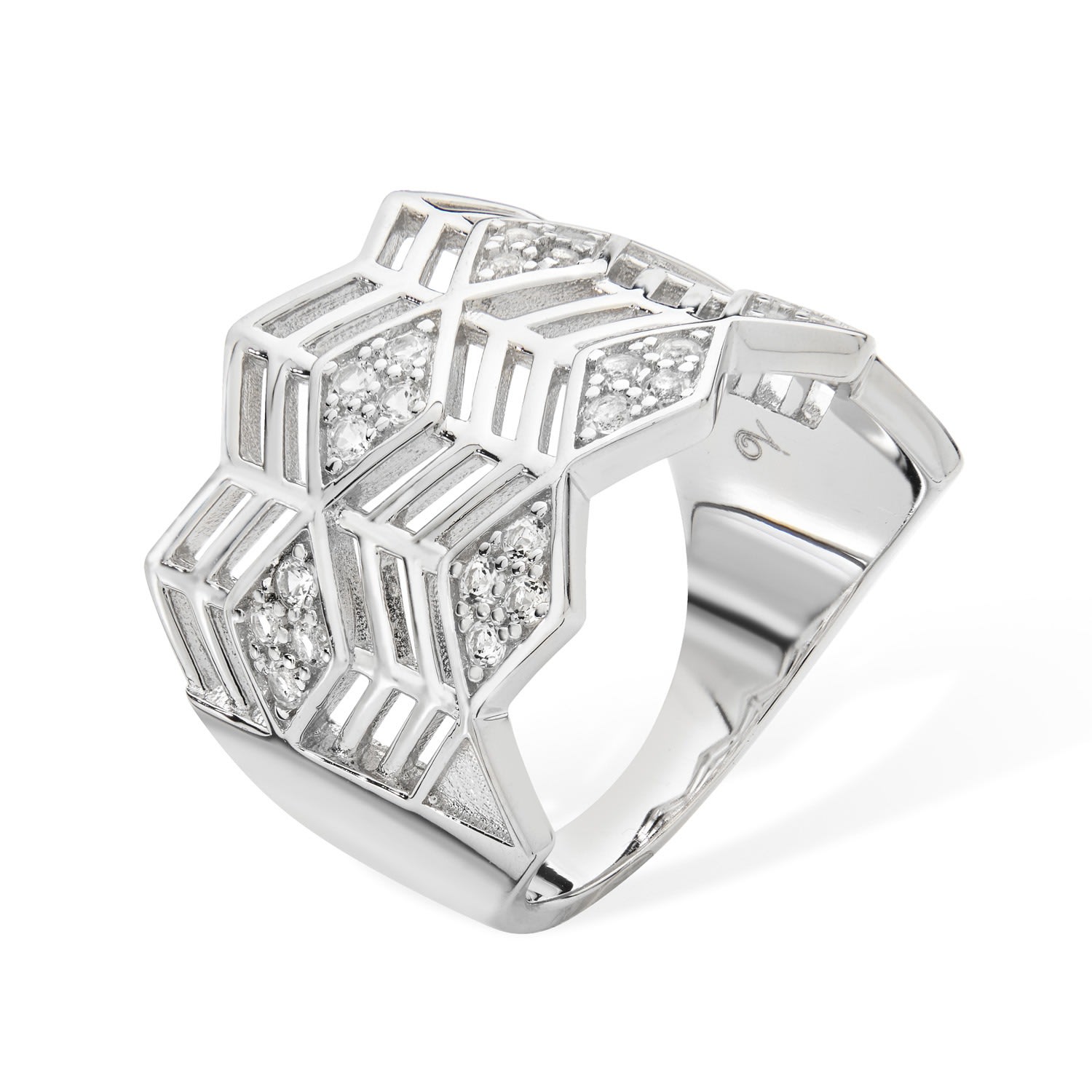 Lucy Quartermaine Women's Silver Art Deco Full Triangle Ring In Metallic