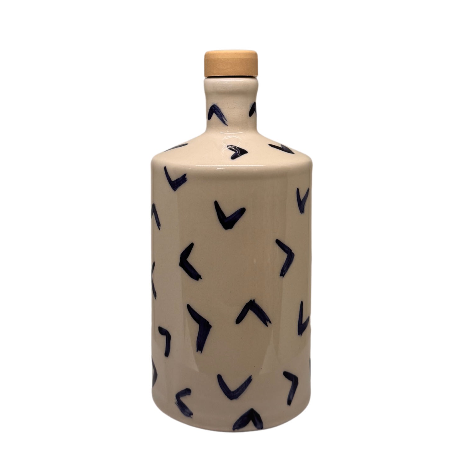 Black And Wild Blue / White Artisan Crafted Ceramic Navy Boomerang Bottle And Vase In Brown
