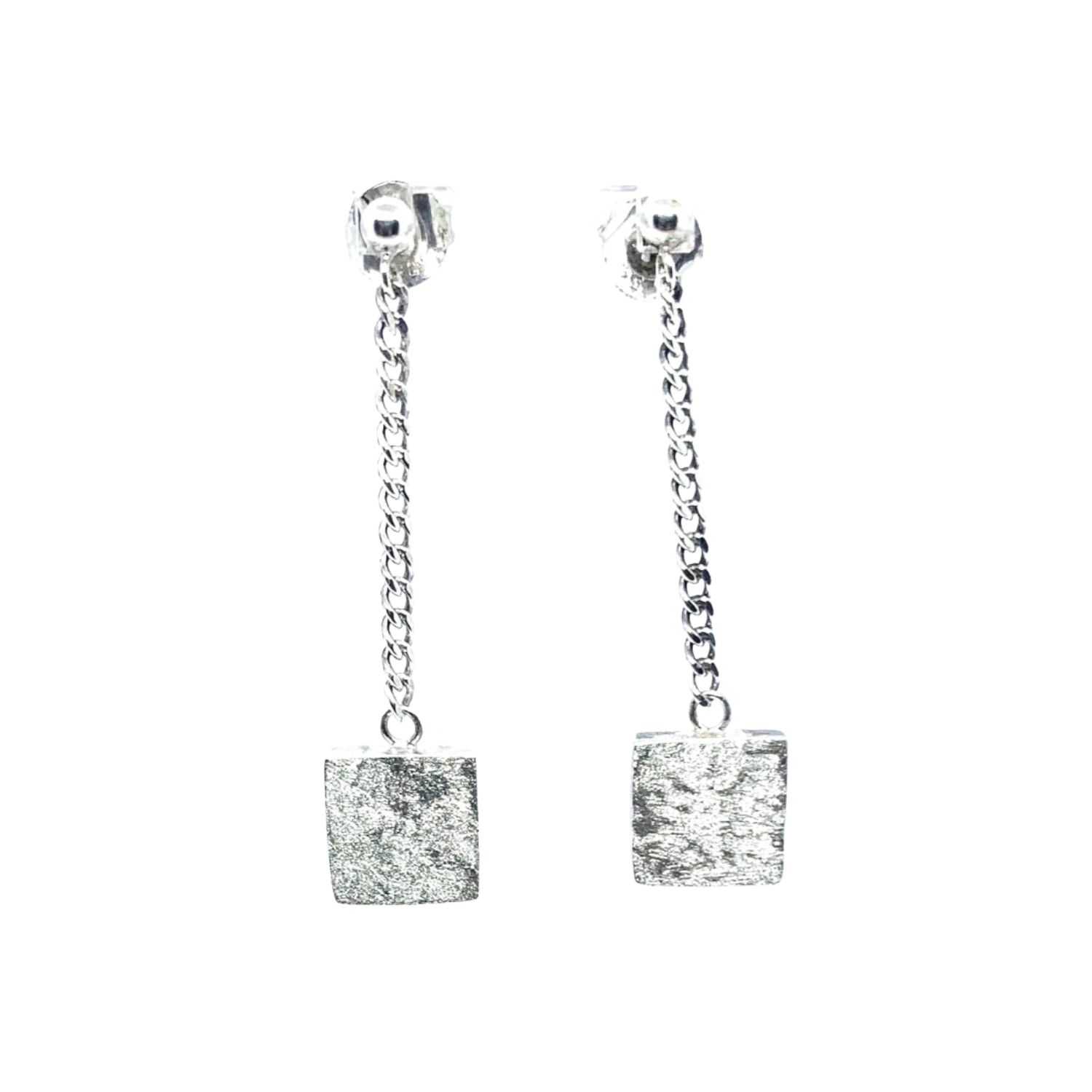 Tg-jewellery By Tamara Gervasio Women's Square Dangle Stud Sterling Silver Earrings