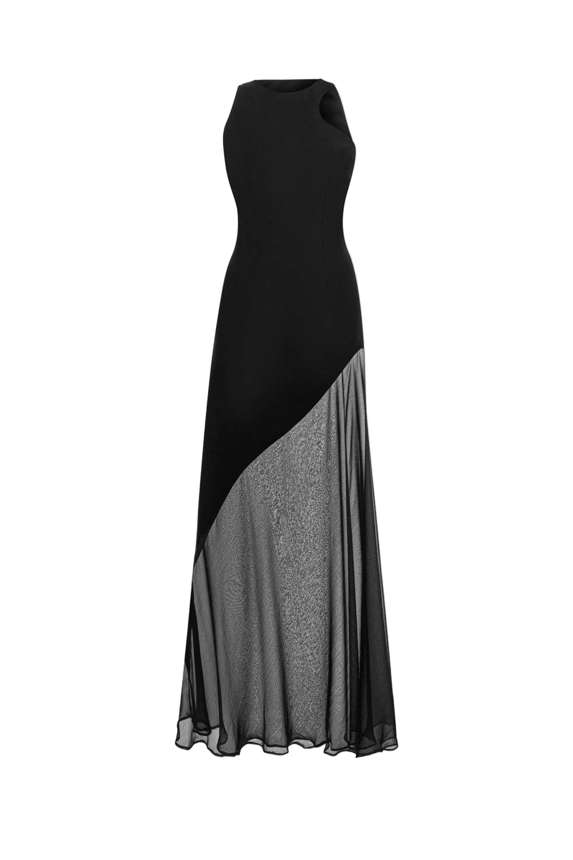 Nocturne Women's Black Sheer Detail Maxi Dress