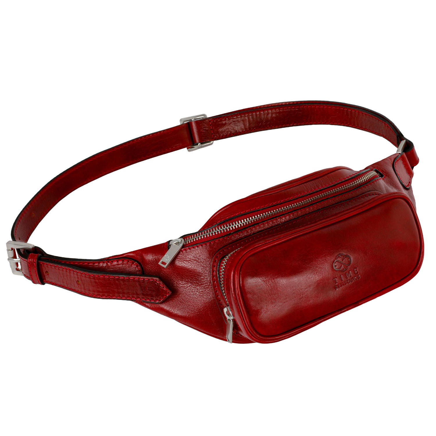 Time Resistance Womens Leather Sling Bag Belly Bag In Red - Independent People In Red