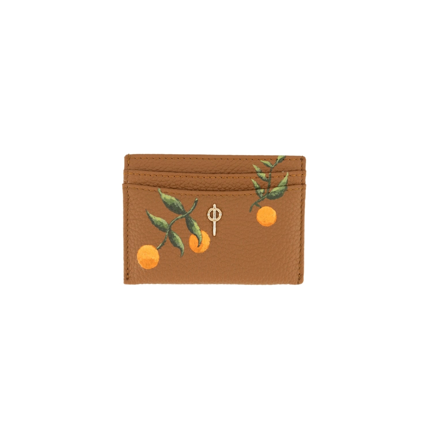 Women’s Brown Card Holder Tan Hand Painted Otrera