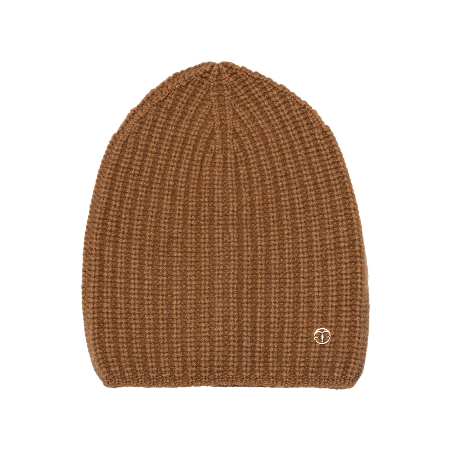 BEL CASHMERE WOMEN'S BROWN PLAIN KNITTED CASHMERE HAT CAMEL
