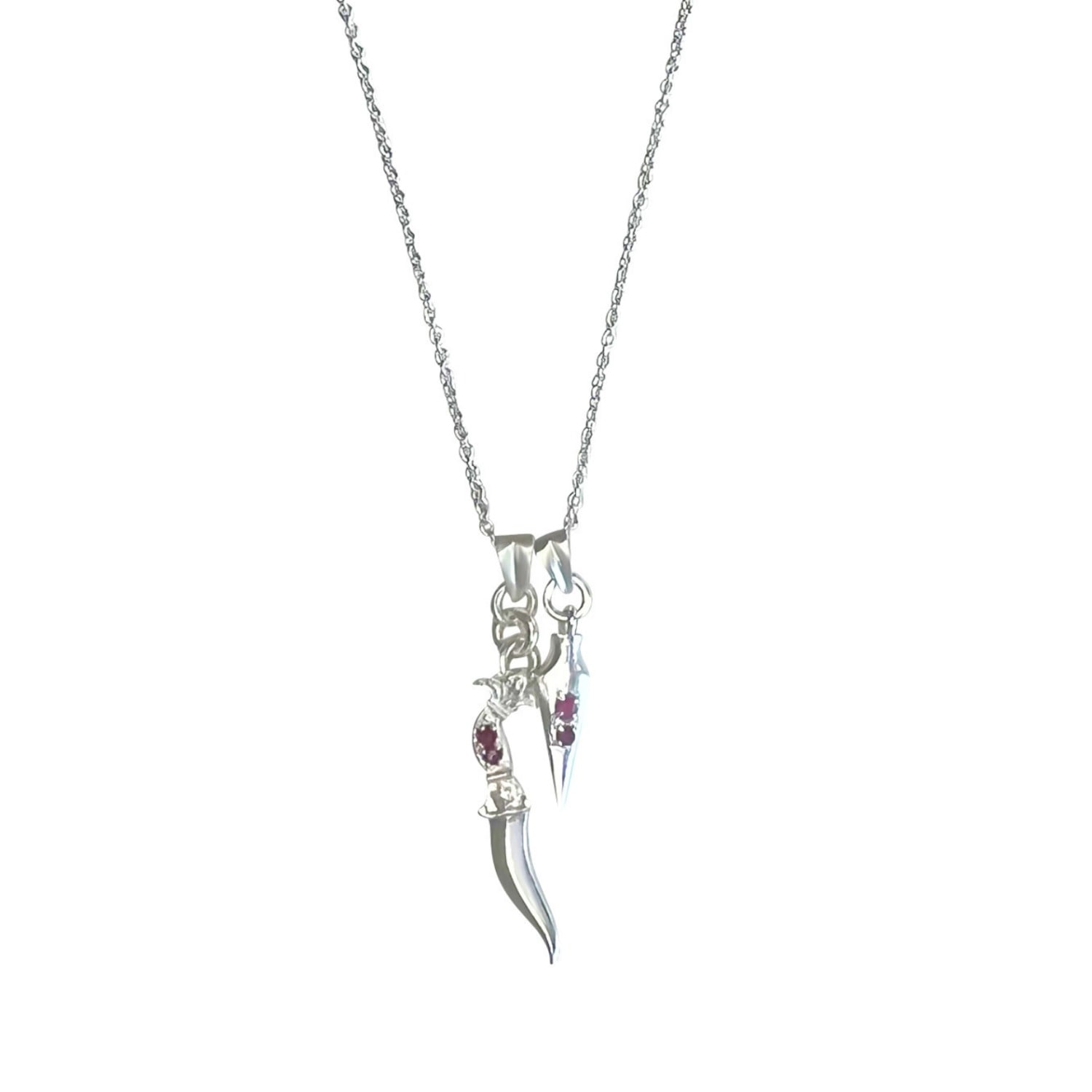 Rize Women's Silver / Red Ruby Dagger & Arrow Amulet Necklace - Sterling Silver In Multi