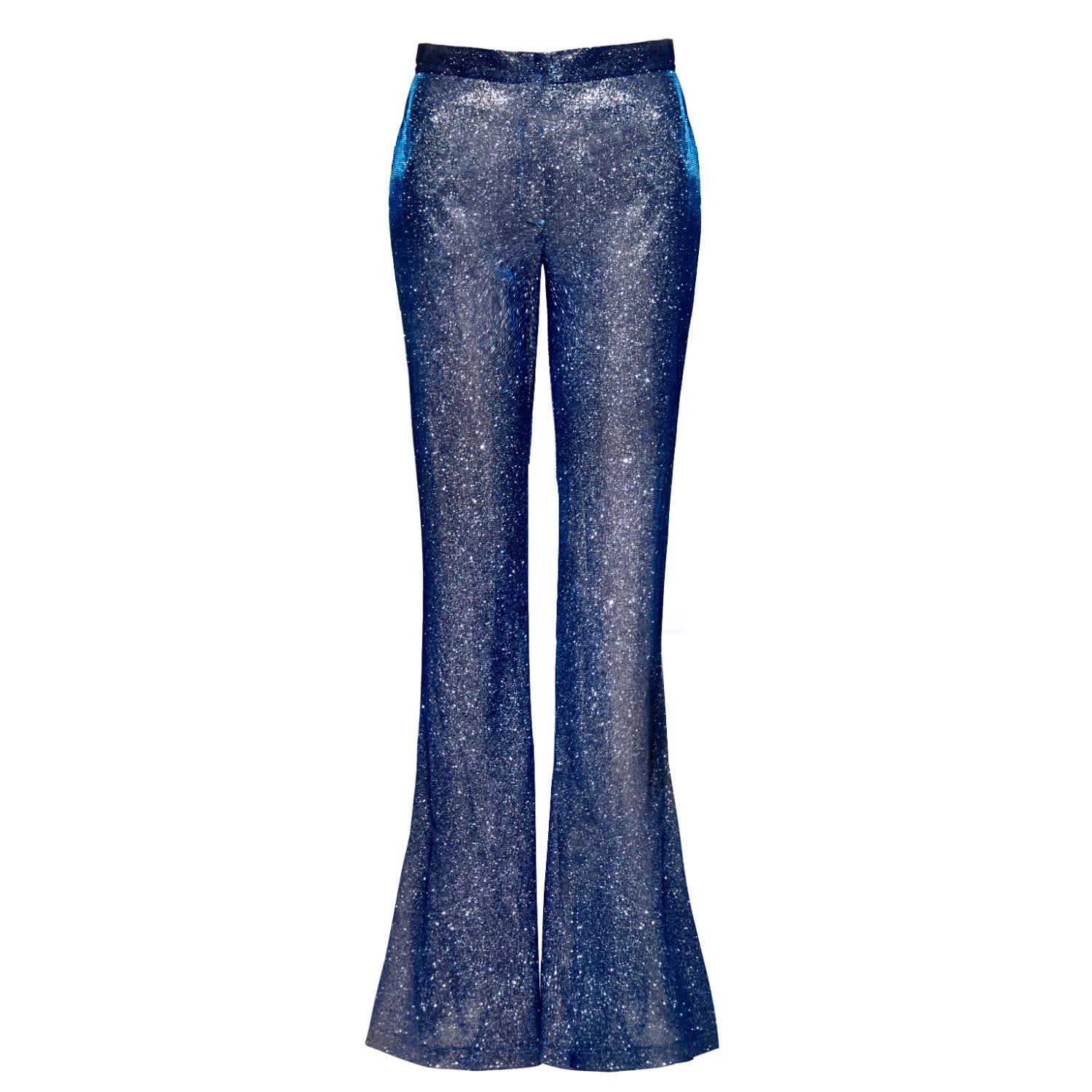 royal blue flared trousers