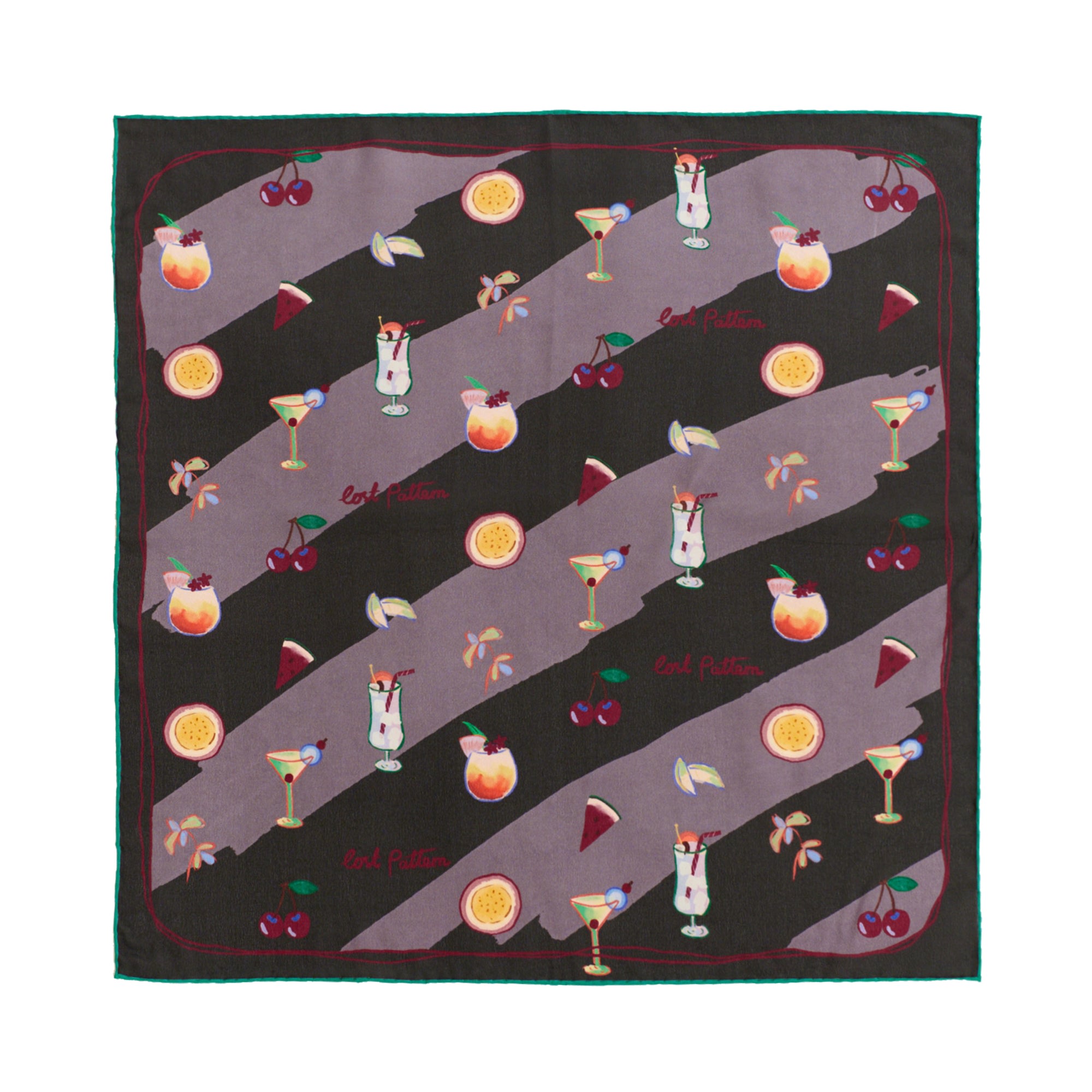 Women’s “Happy Hour” Silk Bandana – Rum Punch Brown | Lost Pattern Nyc