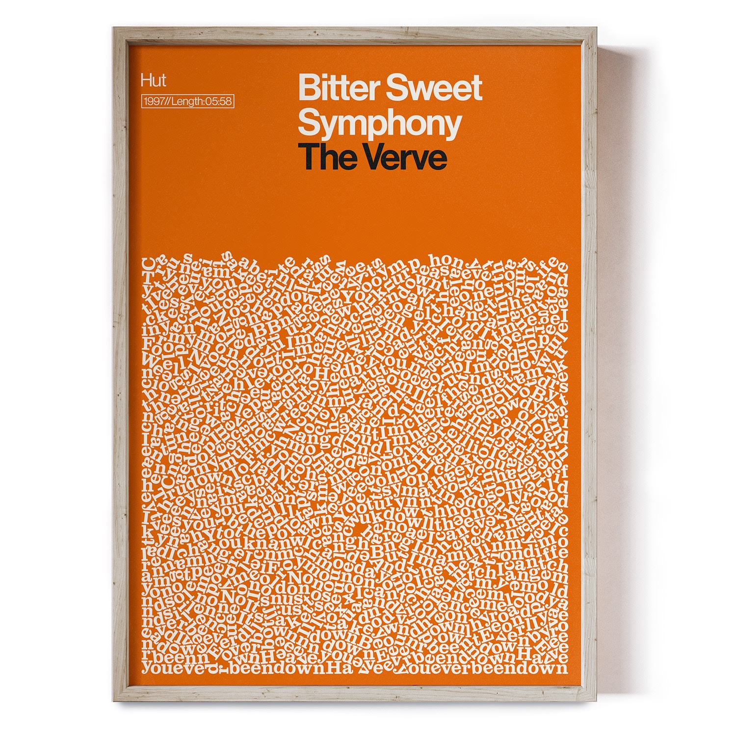 Bitter Sweet Symphony - The Verve - Song Lyric Print A0 841 X 1189Mm Reign & Hail