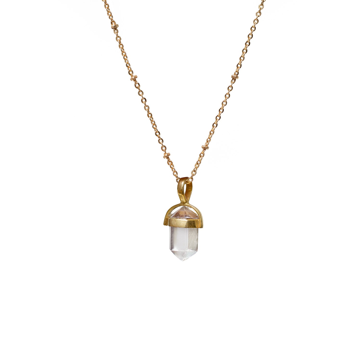 Mirabelle Jewellery Women's White Rock Crystal Double Mini Point Bridge Set  On Short Satellite Chain