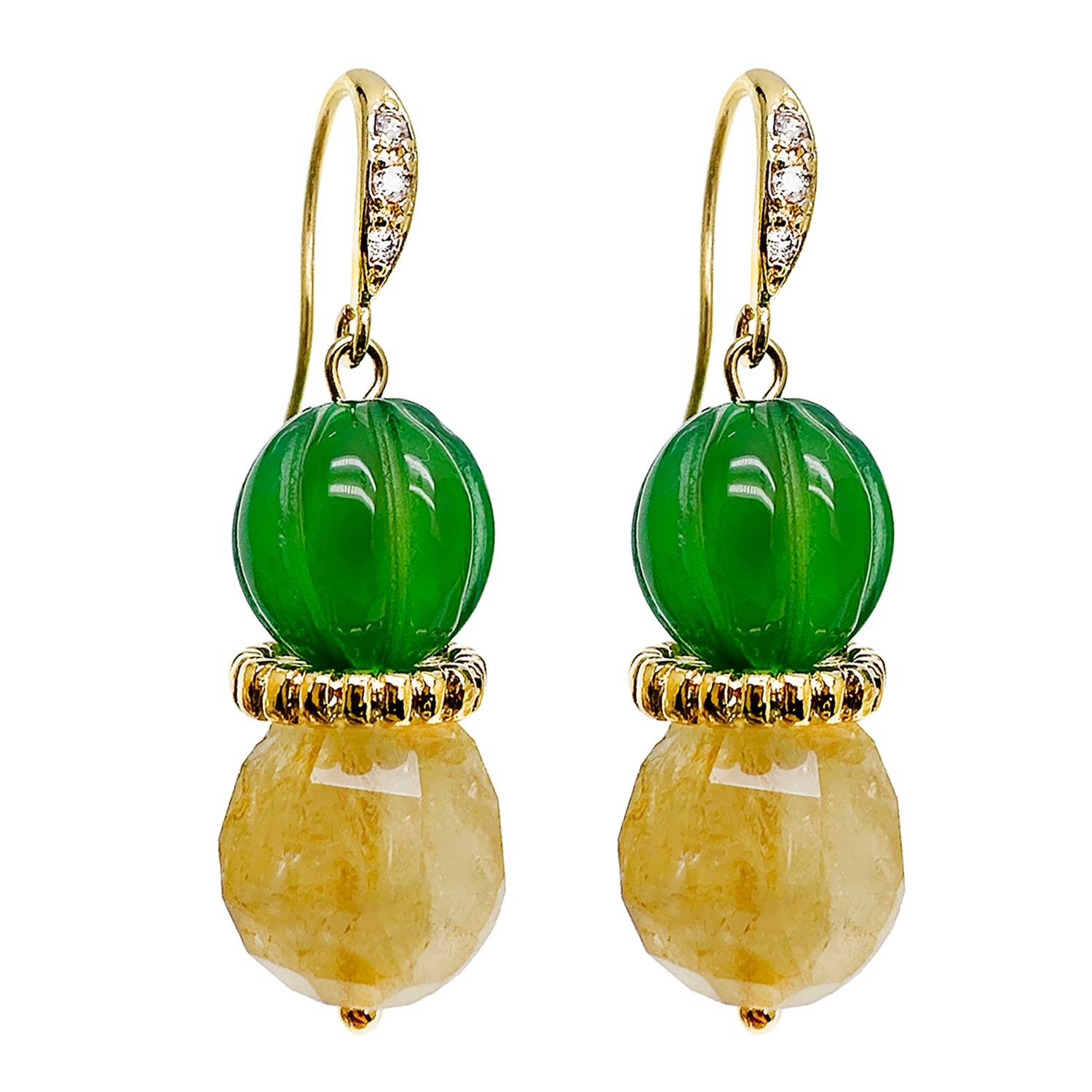 Women’s Green / Yellow / Orange Citrine And Green Agate Earrings Farra