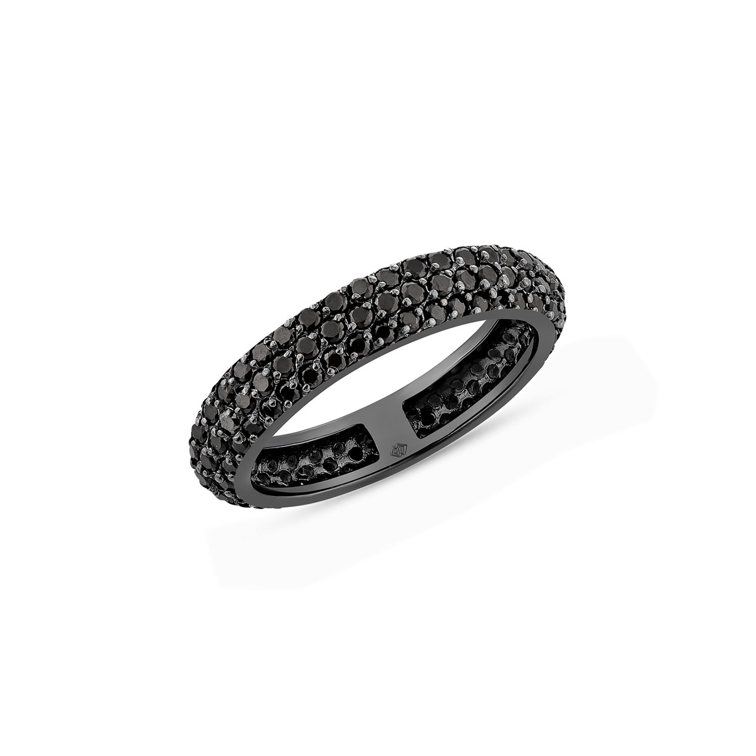 Sally Skoufis Women's Allure Petite Ring With Man Made Cz Diamond Stimulant In Premium Black Rhodium In Black