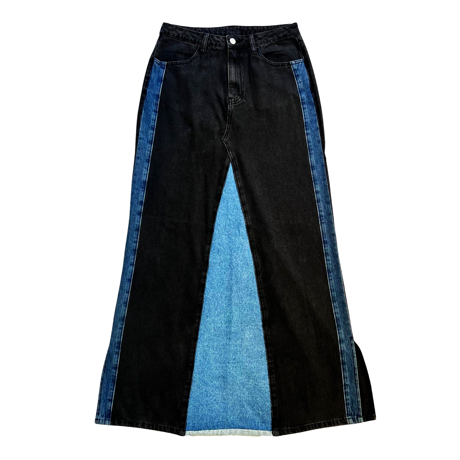 Women’s Blue / Black Upcycled Skirt In Paneled Blue & Black Denim Large L2R the Label