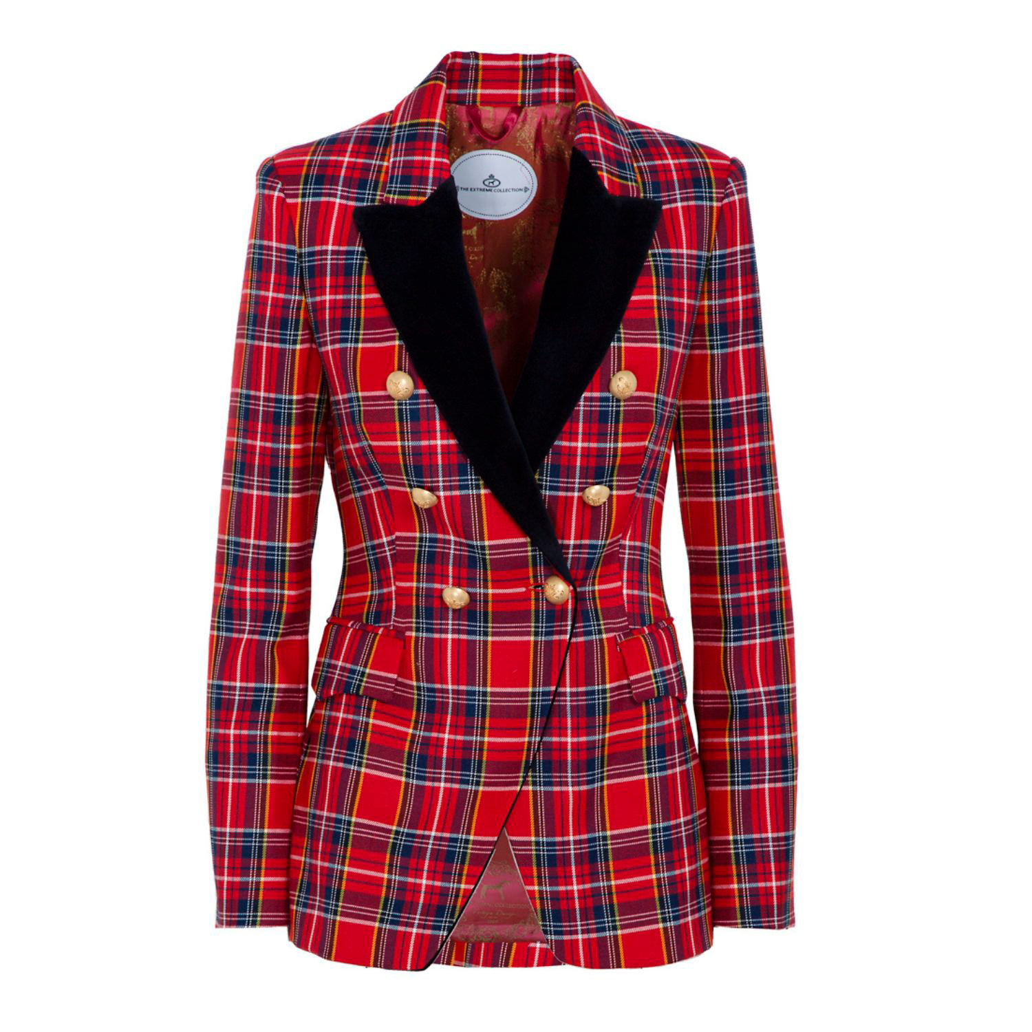 The Extreme Collection Women's Red Chiara Tartan Checked Blazer In Multi