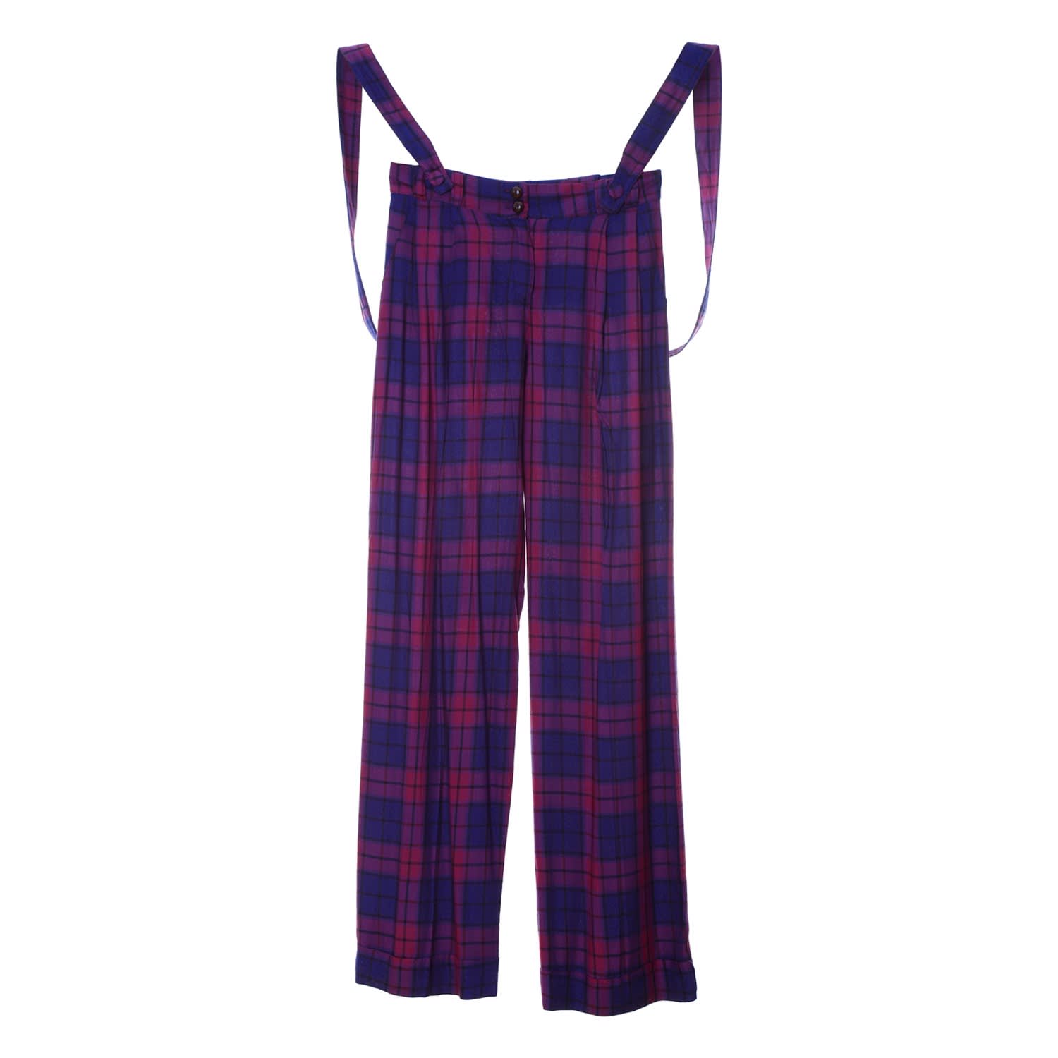 purple tartan pants