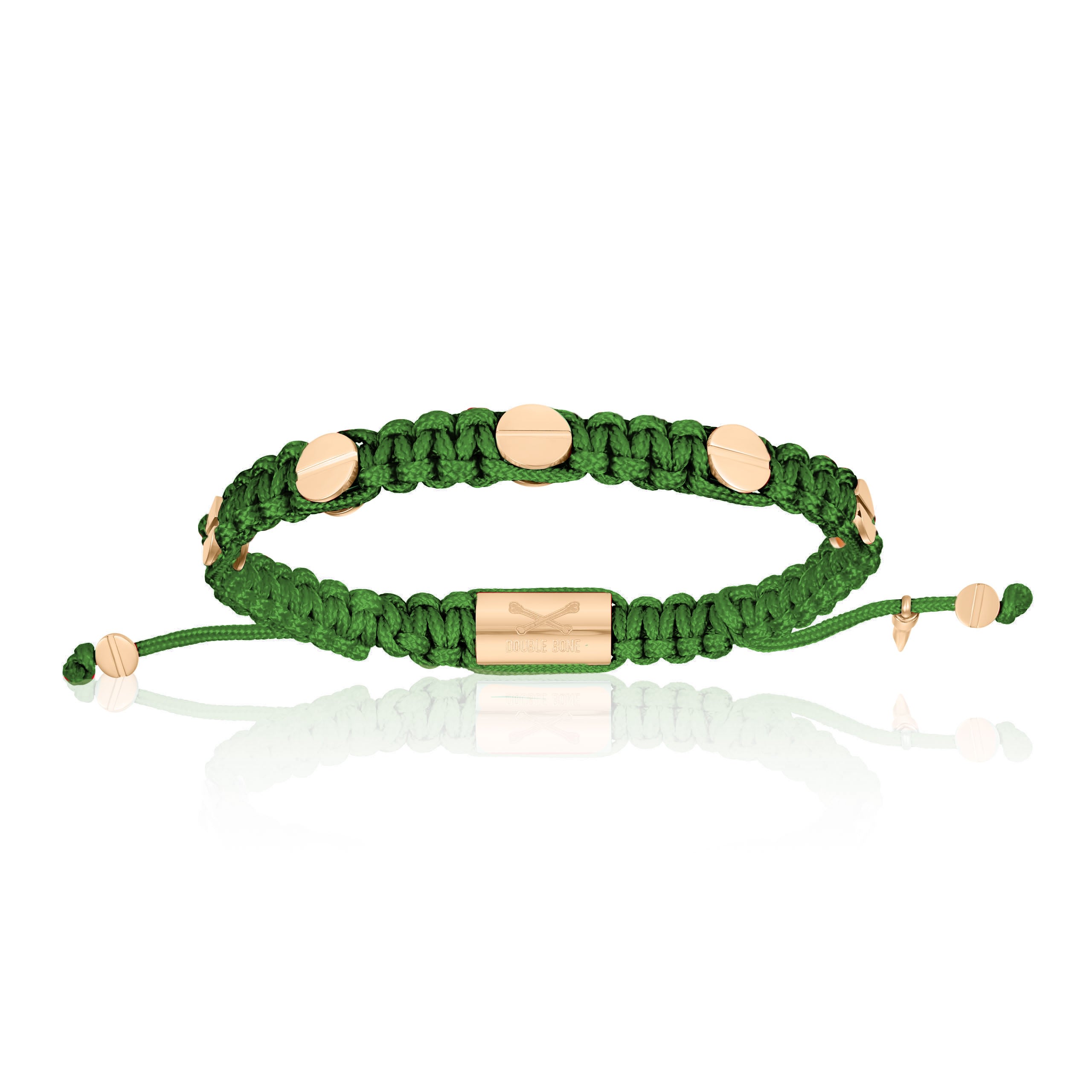 Men’s Pink Gold Amore Screws With Military Green Polyester Bracelet Unisex Double Bone Bracelets