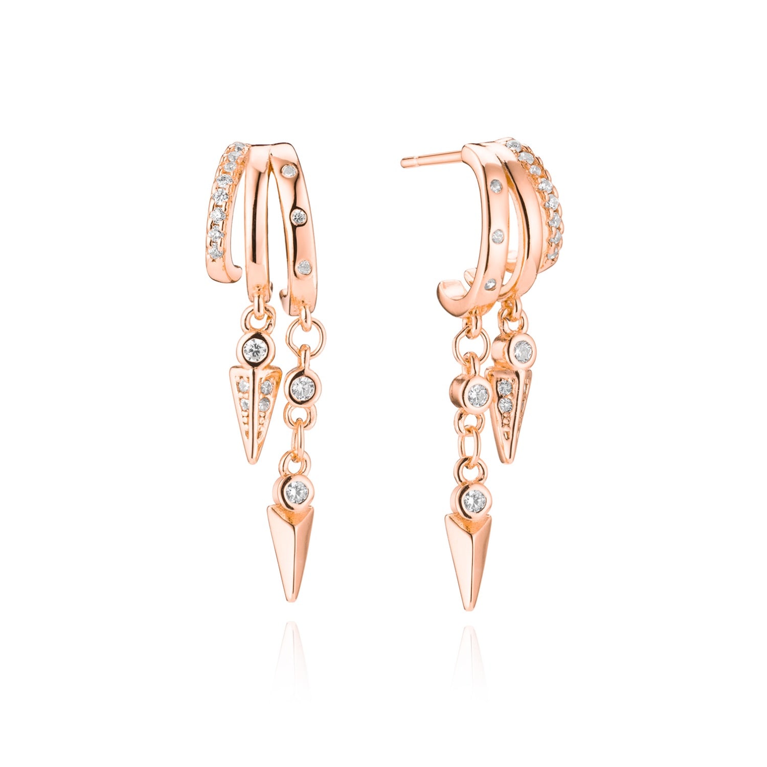 Aaria London Women's Sienna Stacked Illusion Earrings Rose Gold