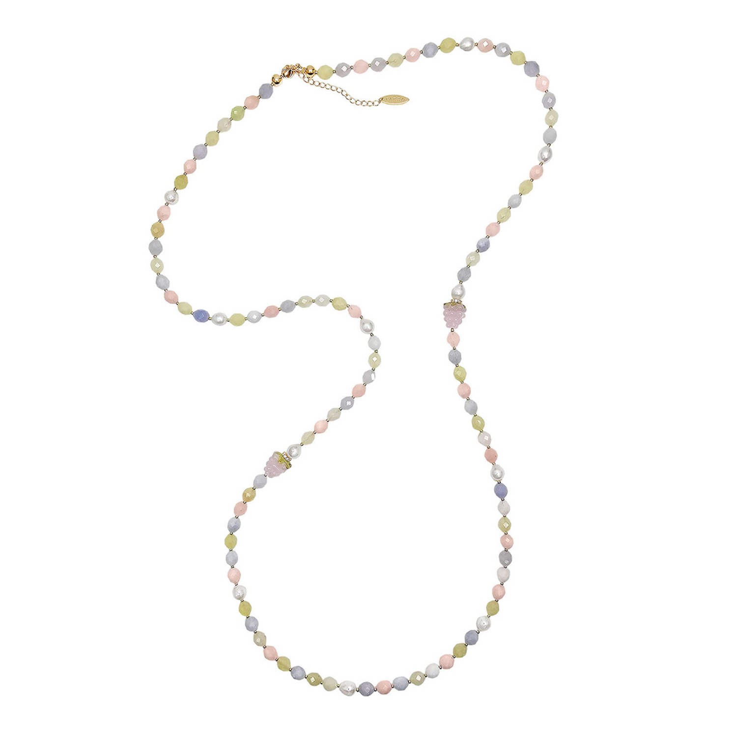 Farra Women's Morganite With Pink Raspberry Long Necklace