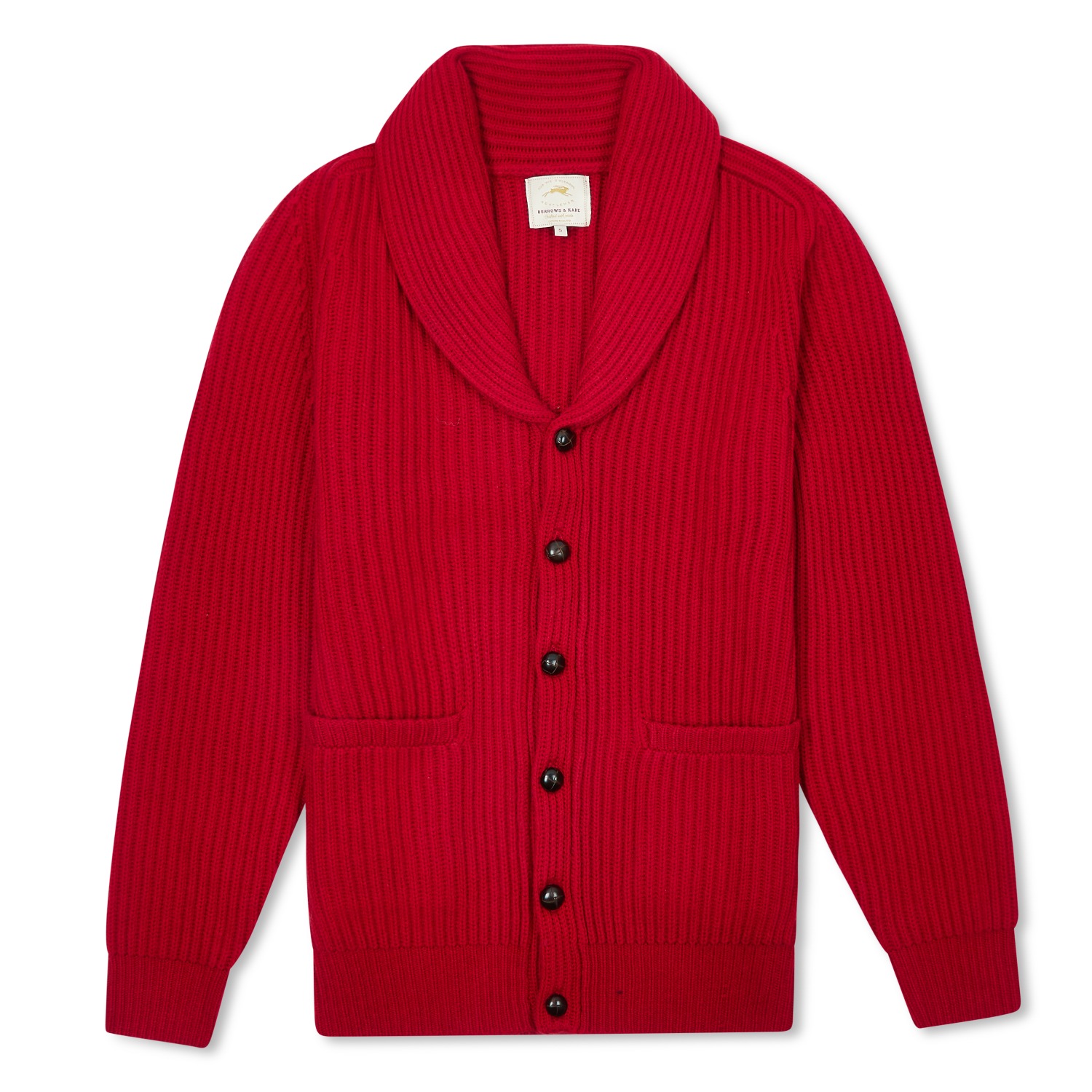 Men’s Shawl Neck Cashmere & Merino Cardigan - Red Small Burrows & Hare