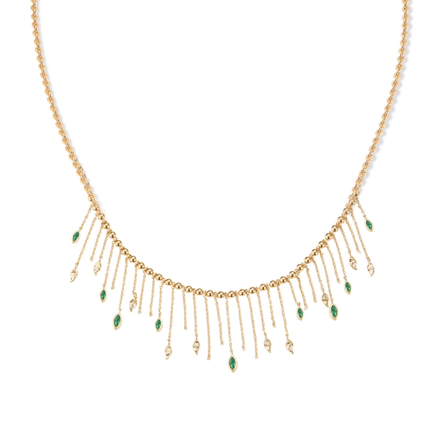 Retro Chic Women's Gold / Green Verdant Whisper Tassels Necklace In Multi