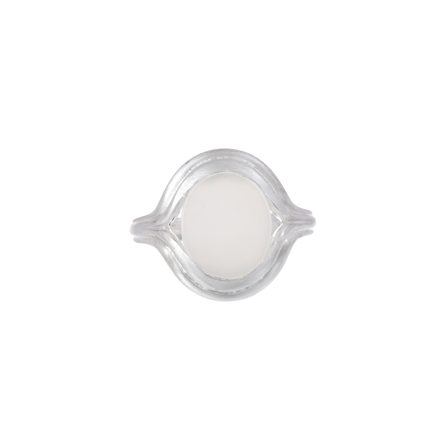 &lottie Men's White / Silver Parallel White Agate Signet Ring