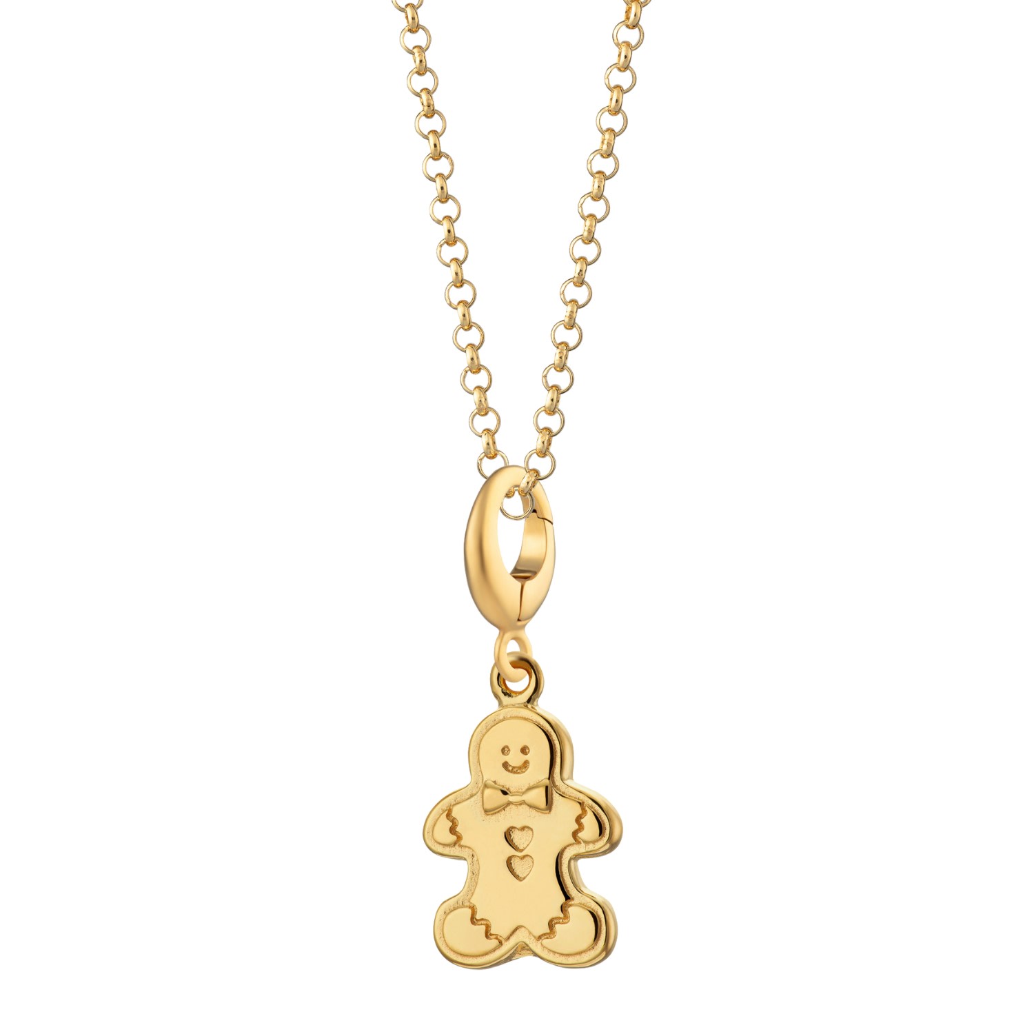 Lily Charmed Women's Gold Plated Gingerbread Man Biscuit Charm Necklace