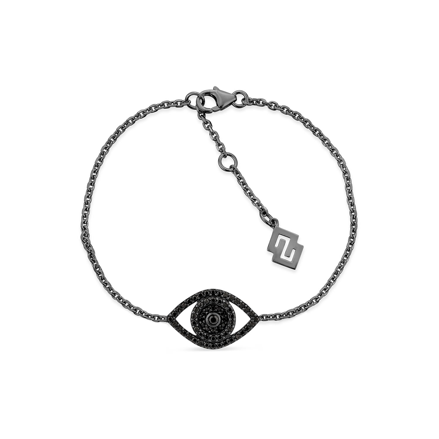 Sally Skoufis Women's Protection Bracelet With Man Made Cz Diamond Stimulant In Sterling Silver & Black Rhodium In Black