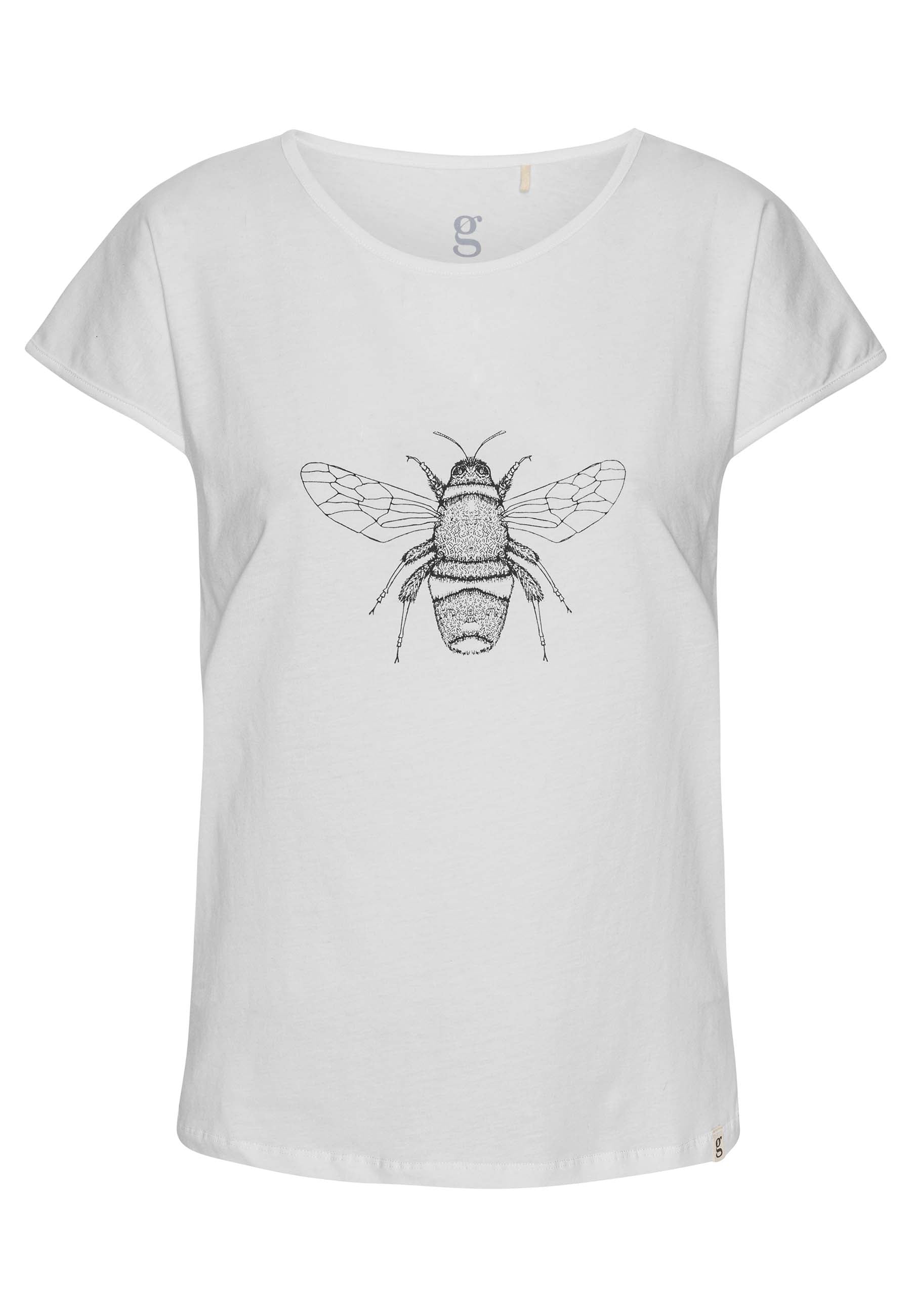 Grobund Women's  Anna T-shirt - The One In White With Bee Print In White