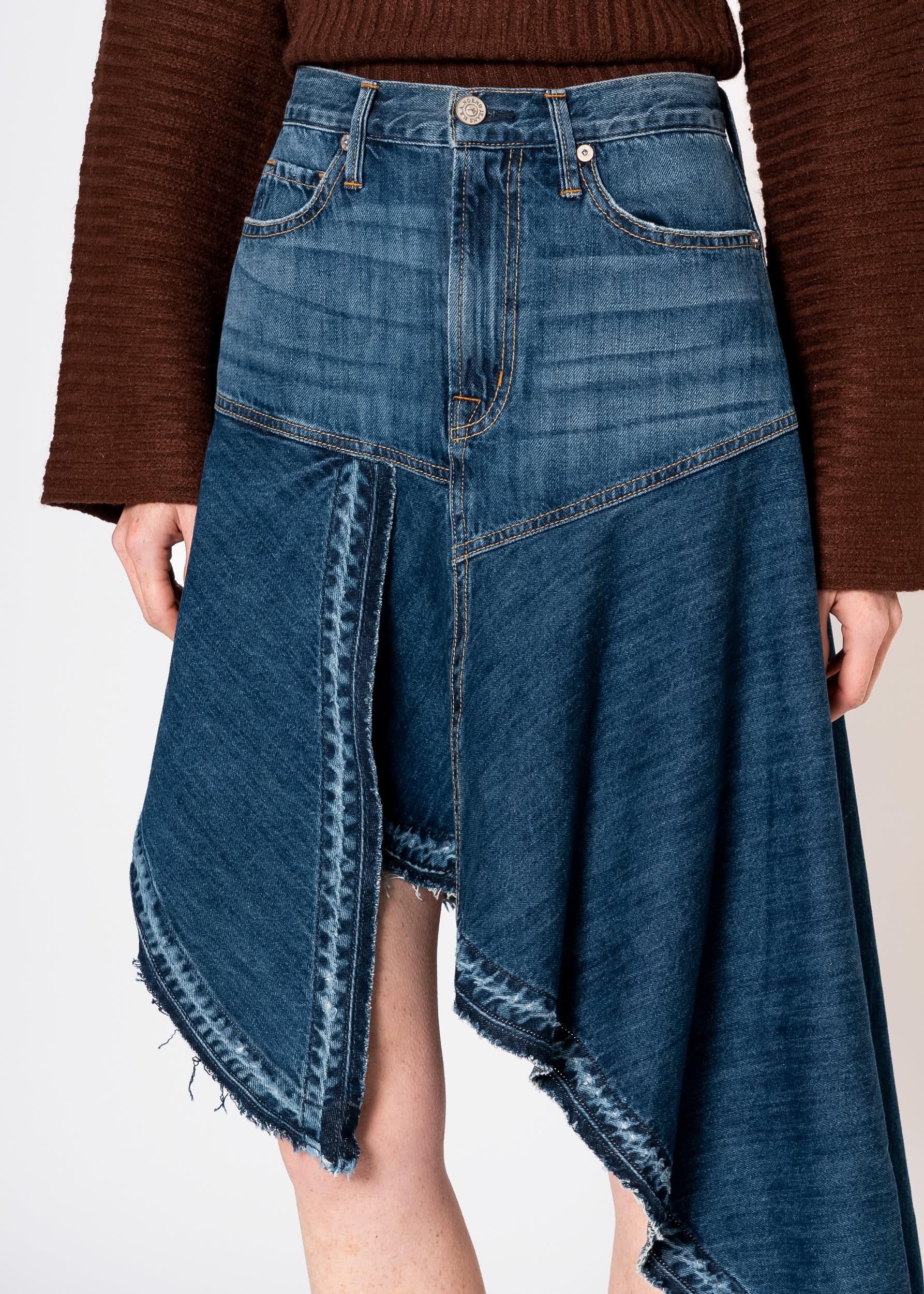 Mandy Asymmetrical Denim Skirt In Houston | Noend Denim