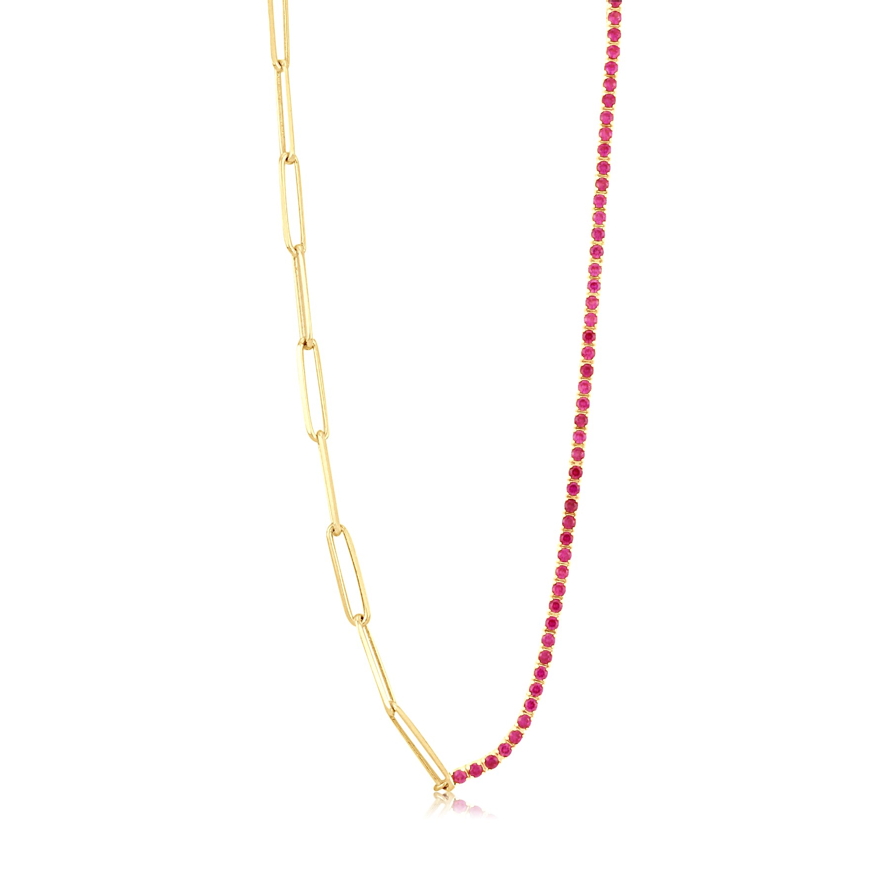 Women’s Gold / Pink / Purple Half-Tennis & Half Link Necklace - Pink Shymi