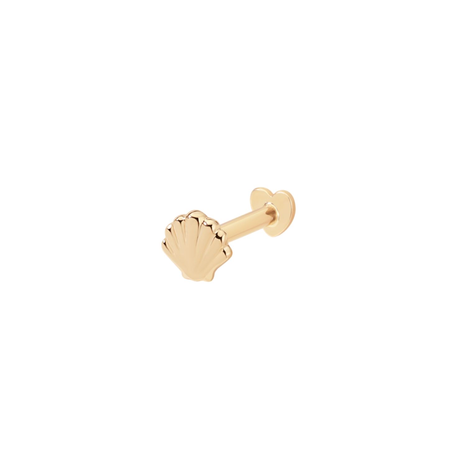 Vanchi Women's 14k Solid Yellow Gold Shell Flat Back Stud In Gold