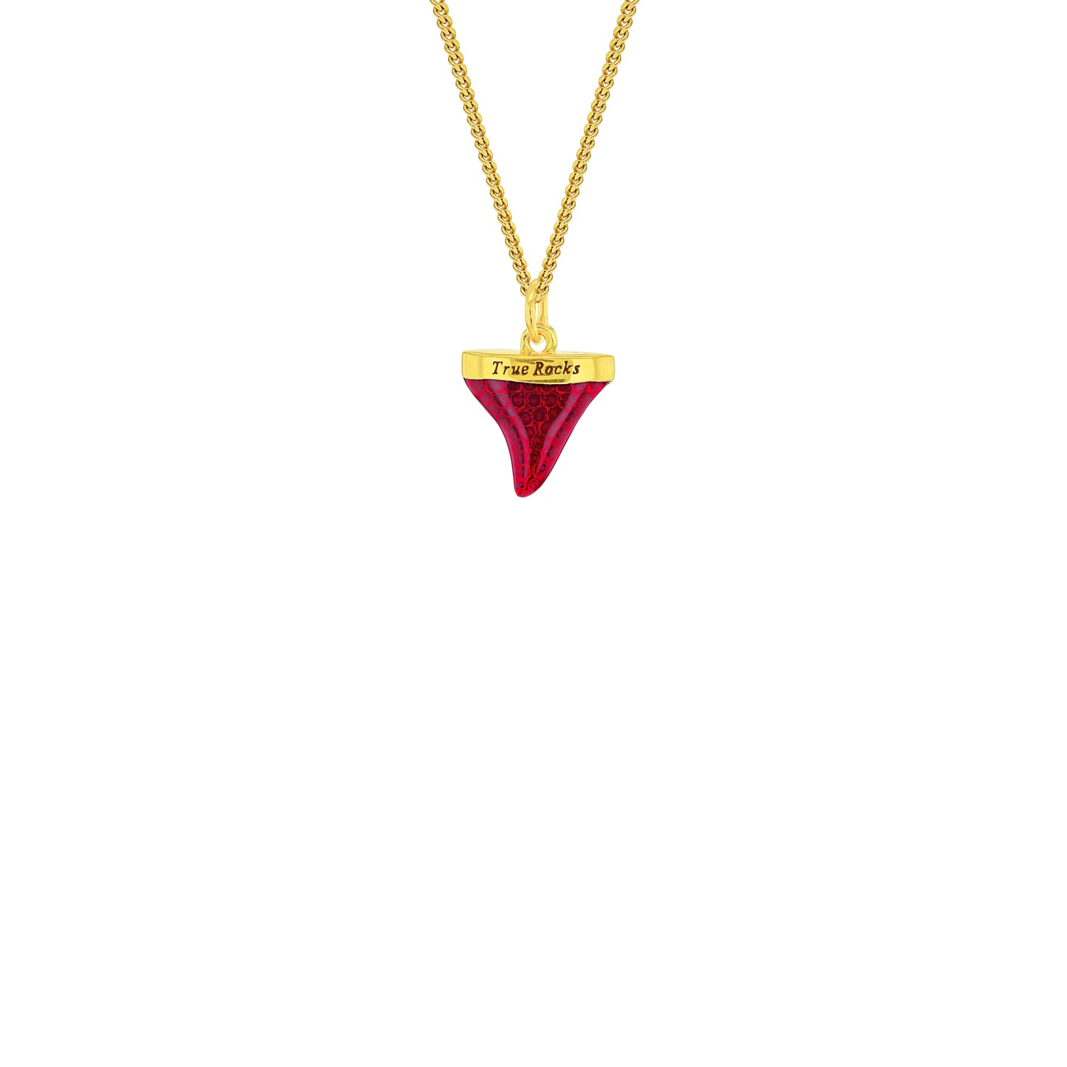 True Rocks Men's Gold / Red Mini Sharks Tooth Pendant Red Enamel & 18kt Gold-plate In Gold