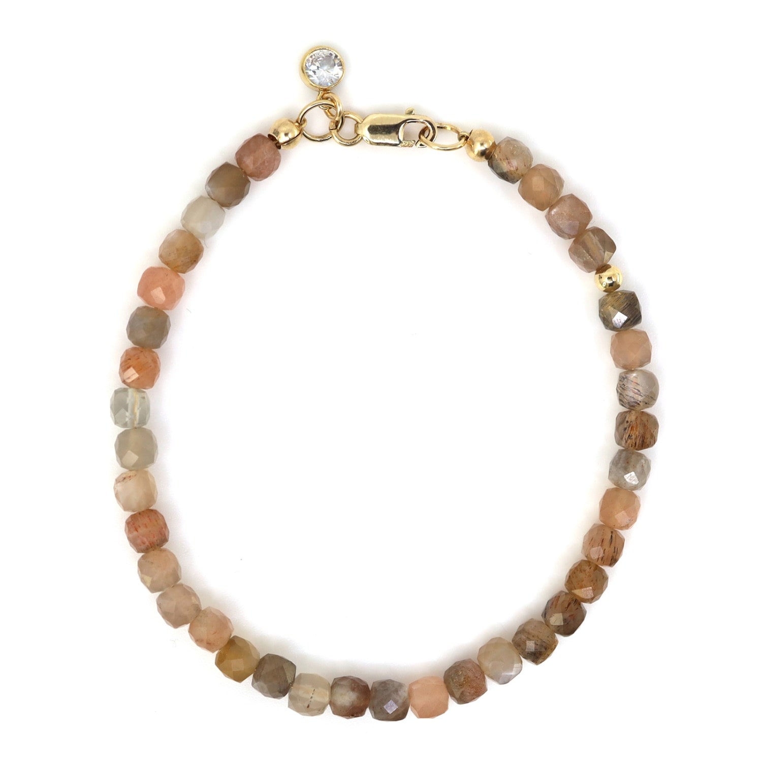 Men's Neutrals 14K Gold Filled & Peach Moonstone Bracelet | Shar Oke