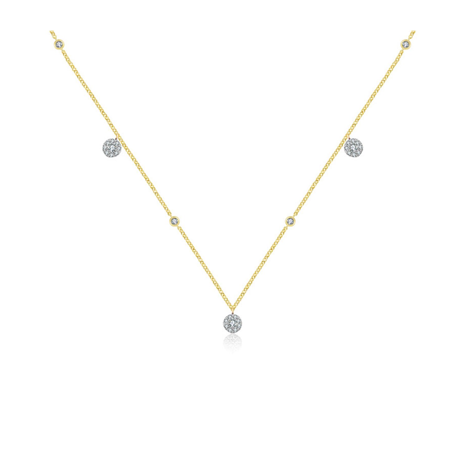 Women’s Yellow / Orange 18K Yellow Gold Round Shape Diamond Necklace / Choker Genevieve Collection