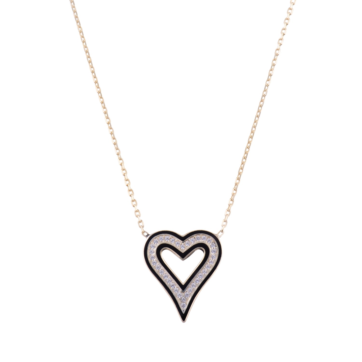 Shop Shymi Women's Black Enamel Open Heart Necklace