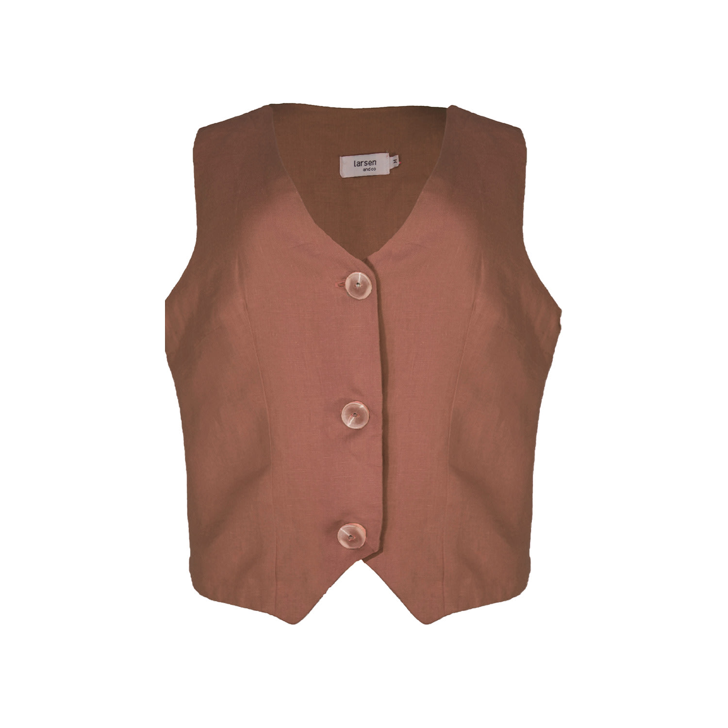 Women’s Brown Pure Linen Valencia Waistcoat In Latte Extra Small Larsen and Co