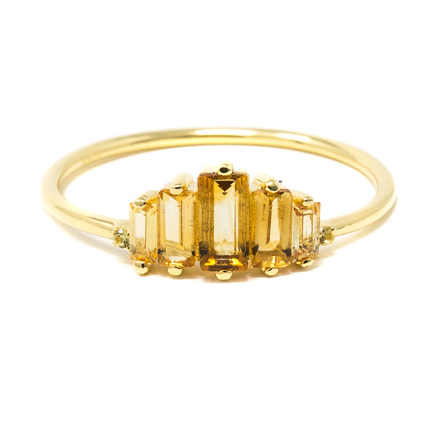 Nasi Silver Women's Yellow / Orange Baguette Aaliyah Ring- Citrine, Gold